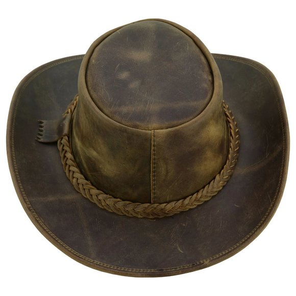 Real Leather Hats Western Style for Men and Women shapeable Brim vintage look. - Picture 7 of 15